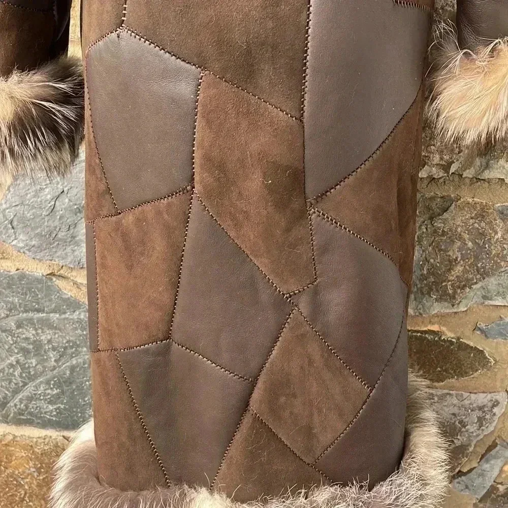 Escada Leather Fur Lined Maxi Coat size 36